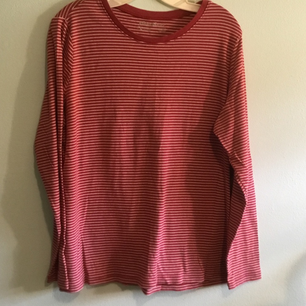 Eddie Bauer Red and White Striped Long Sleeve Tee